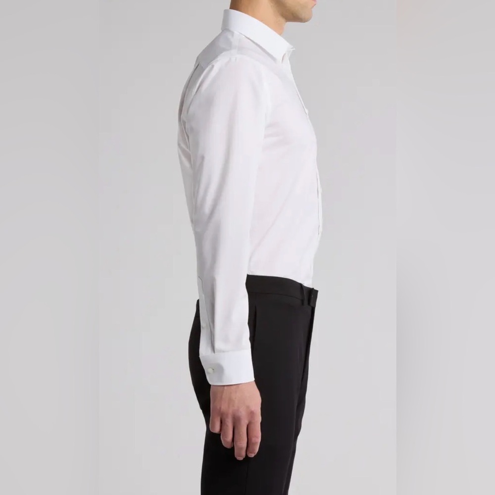 NWOT Nordstrom Non-Iron Trim Fit Solid Cotton Dress Shirt - Picture 4 of 5